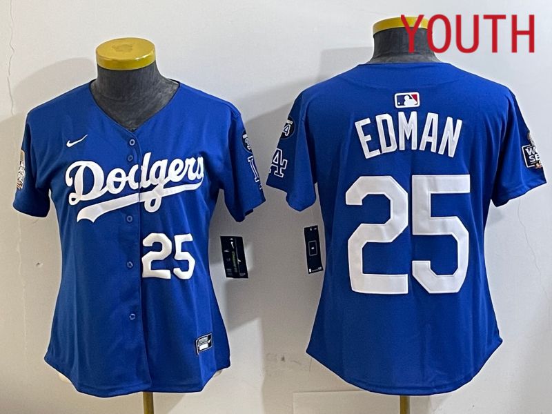 Youth Los Angeles Dodgers #25 Edman Blue Game 2024 Nike MLB Jersey style 11217->youth mlb jersey->Youth Jersey